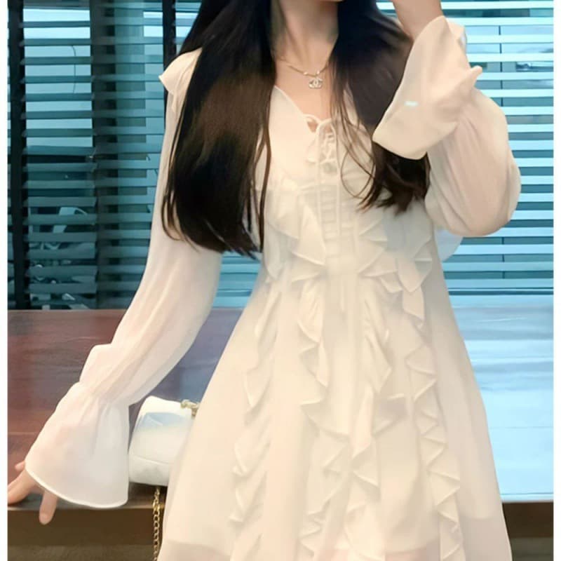 ミニワンピース カスケードフリルミニワンピース