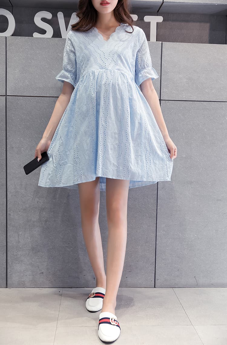 レース刺繍マタニティミニワンピース