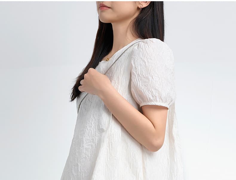 ふんわり袖 シワ加工マタニティミニワンピース