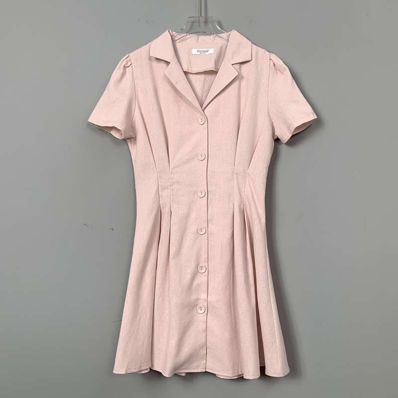 フロント釦シャーリング シャツミニワンピース