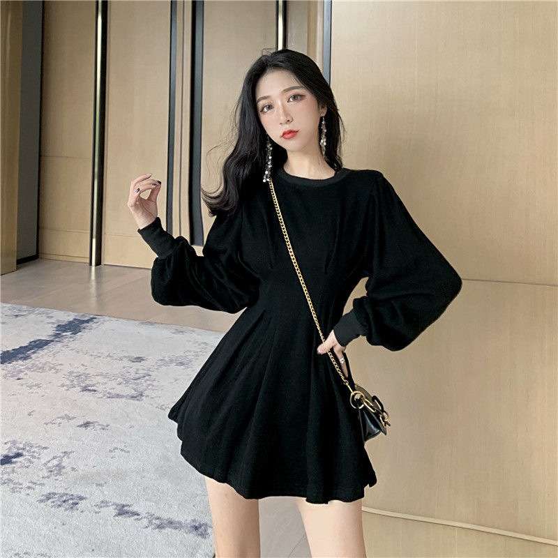 ふんわりバルーン袖 タックフレアミニワンピース