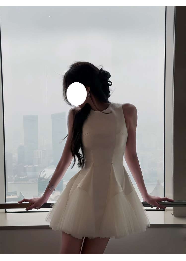 ミニワンピース チュールフリルプリンセスフレアミニワンピ