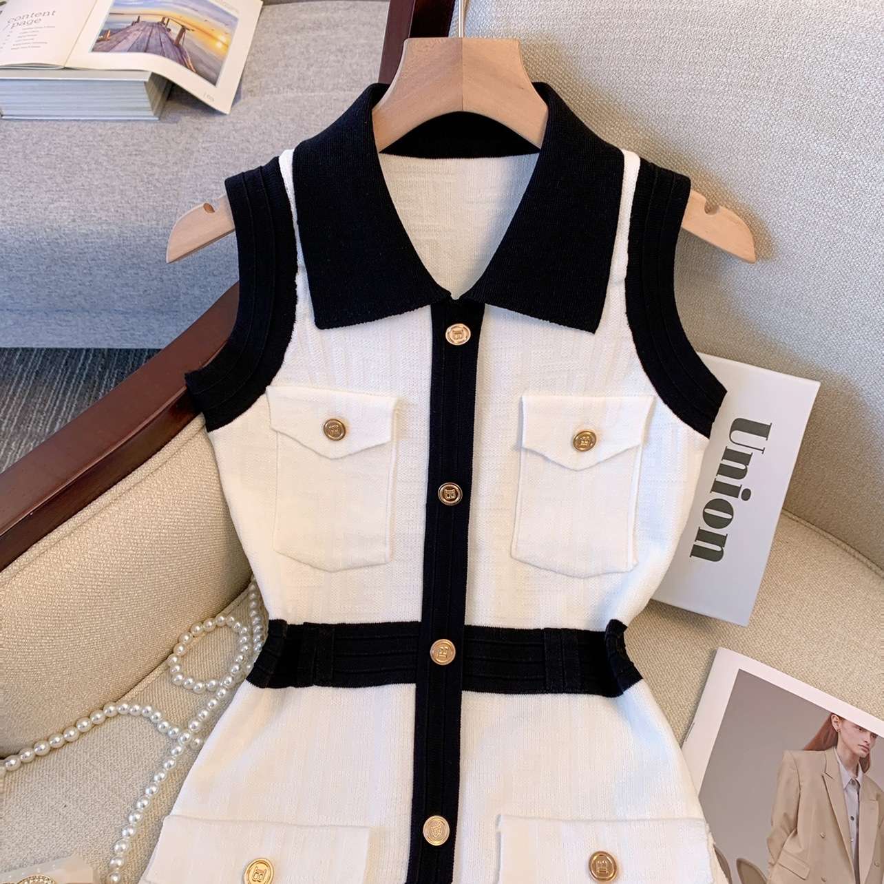 エレガントノースリーブ ミニワンピース