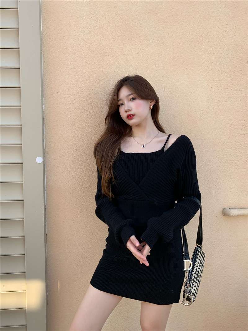 ミニワンピース オフショルダーキャミニットワンピース