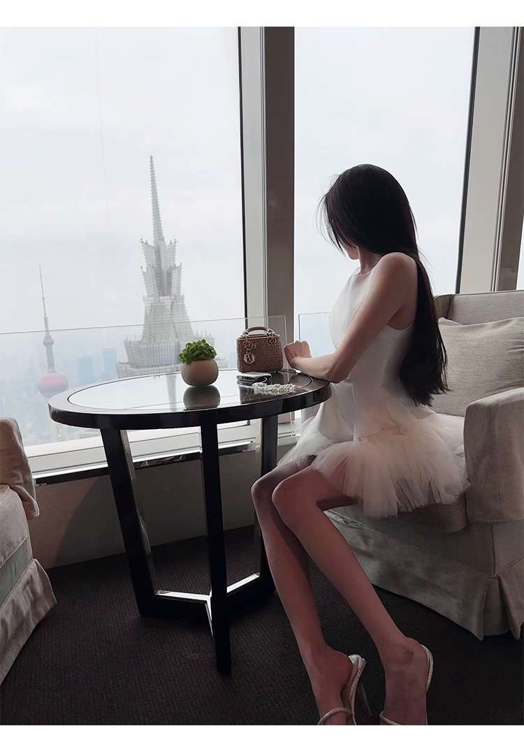 ミニワンピース チュールフリルプリンセスフレアミニワンピ