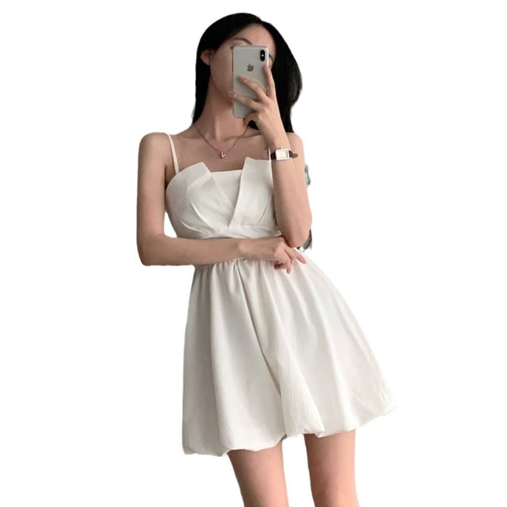 シンプルプリーツキャミミニワンピース