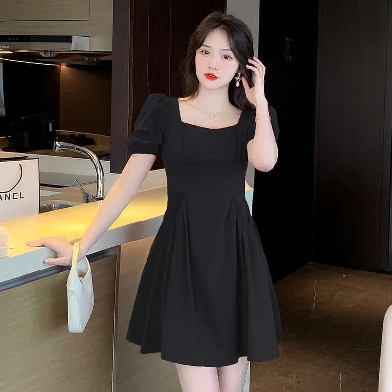 ミニワンピース パフスリーブフレアワンピ