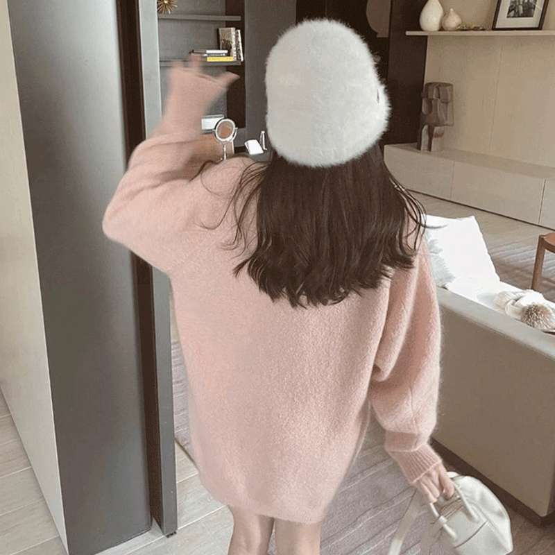 【秋冬】ふわもこニットミニワンピース