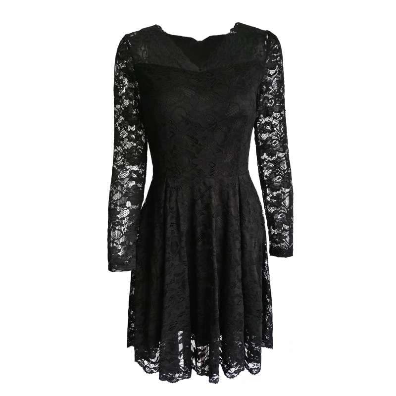 スカラップ　レースフレアミニワンピース