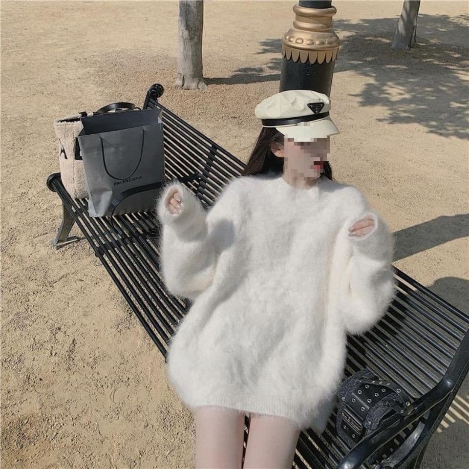 ミニワンピース ふわもこミニニットワンピース