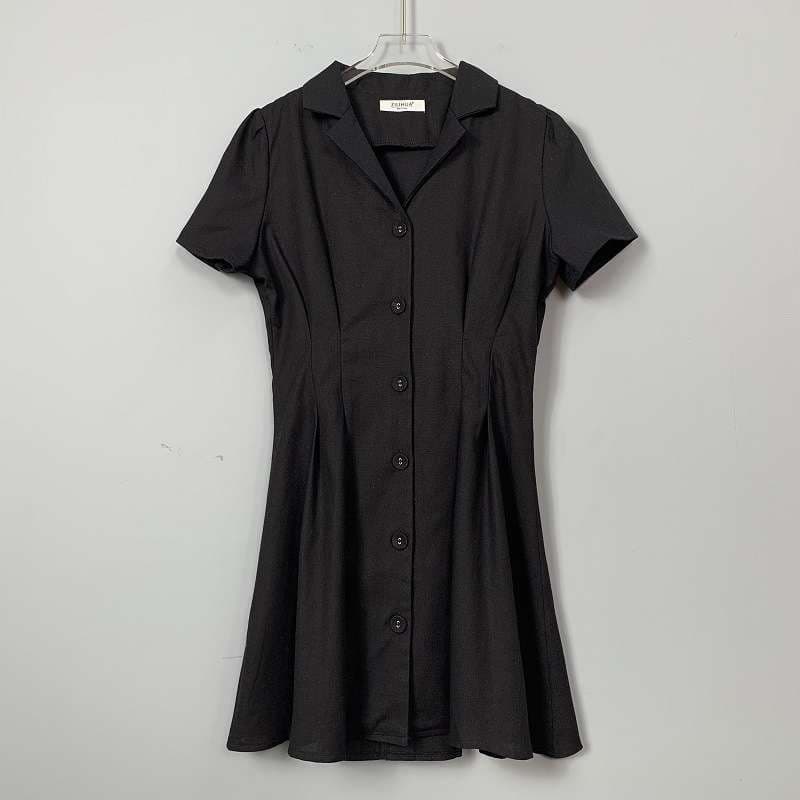 フロント釦シャーリング シャツミニワンピース
