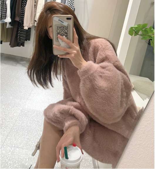 【秋冬コーデ】ふわもこオーバーサイズ ニットミニワンピース