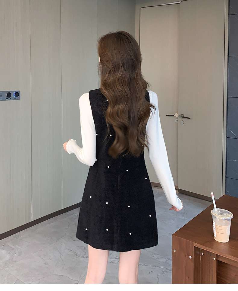 パール飾り付きベロア キャミミニワンピース