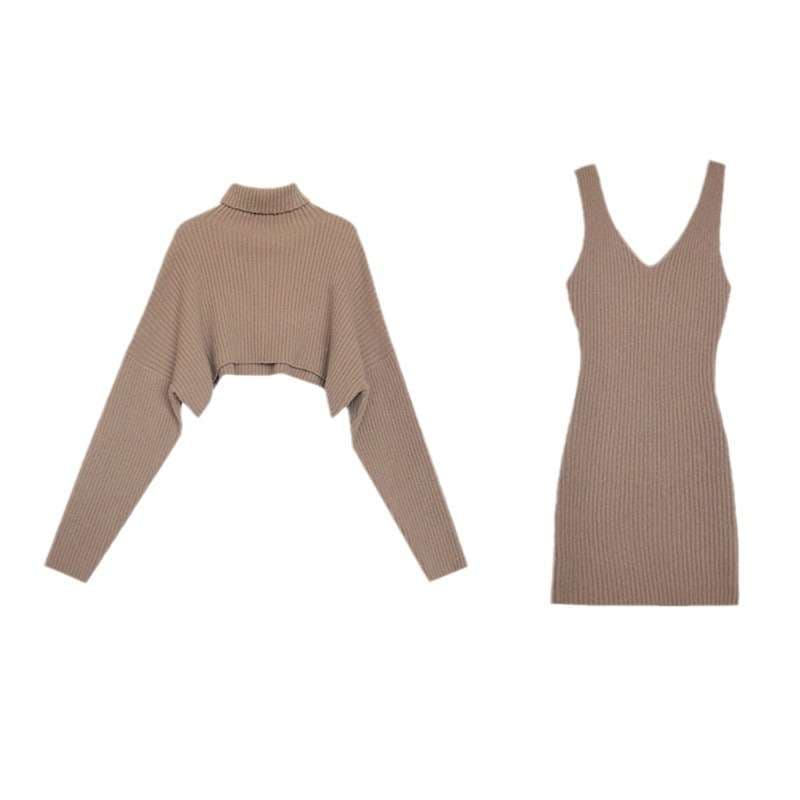 フワモコタートルネック ニットミニワンピース