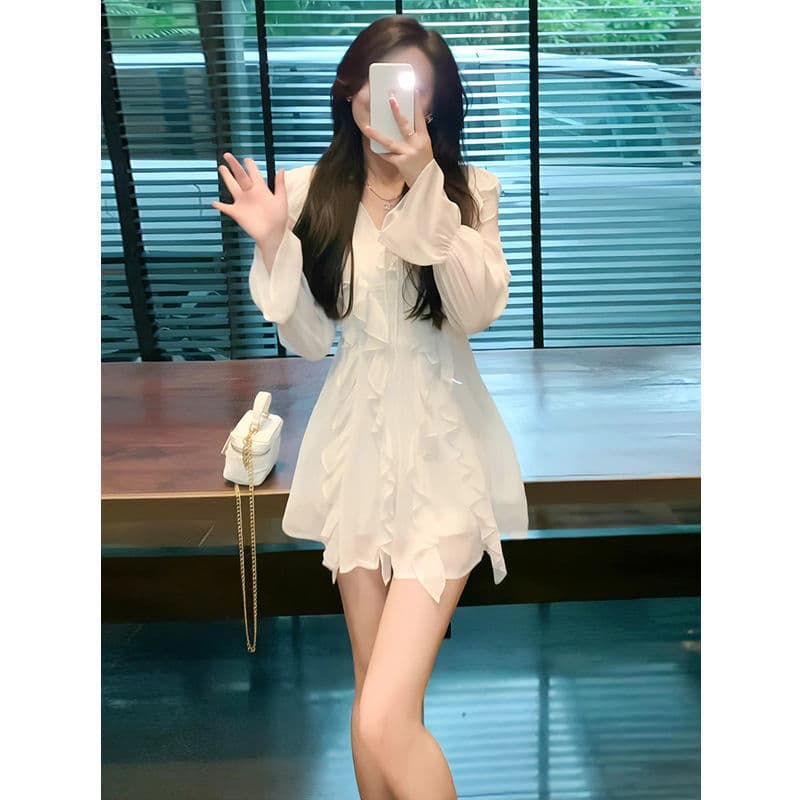 ミニワンピース カスケードフリルミニワンピース