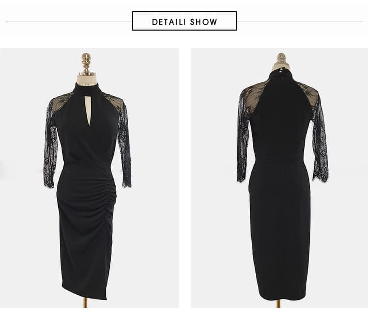 ミニワンピース レース袖付きタイトミニキャバドレス