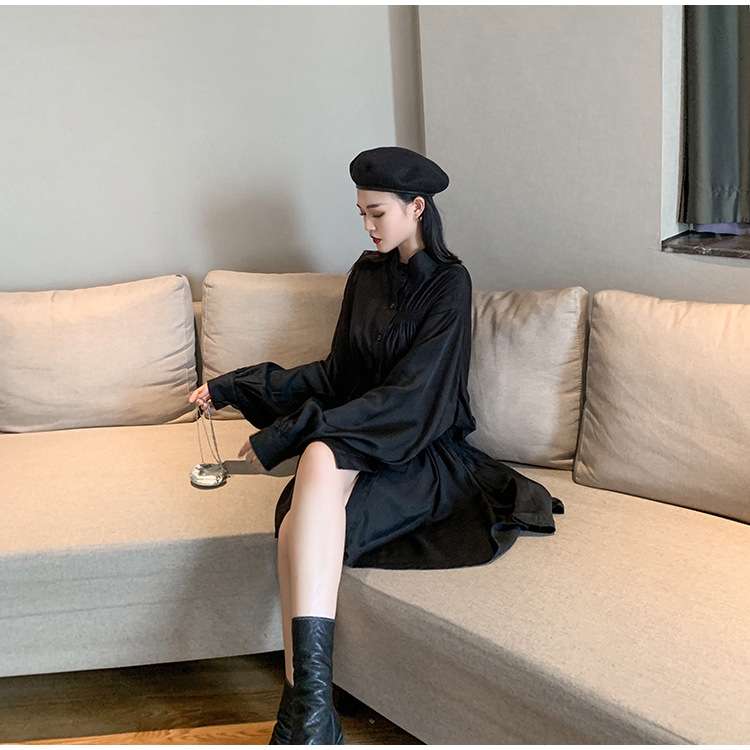 ふんわりパフスリーブ シャツミニワンピース