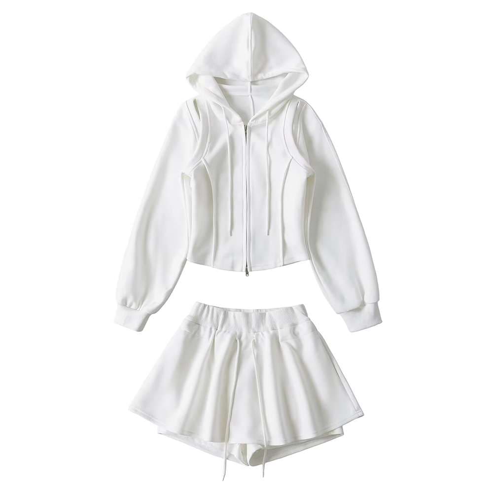 パーカー×スカート(スカパン付き)スウェットセットアップ