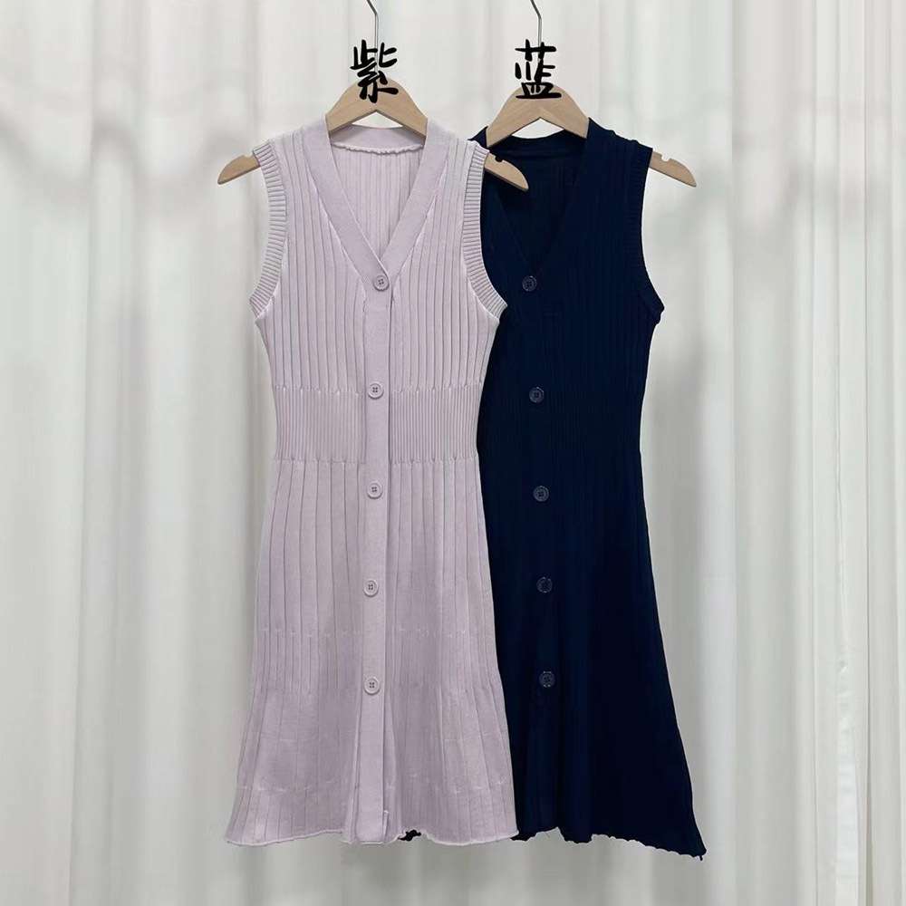 ミニワンピース ニットプリーツ シンプル フレアワンピース