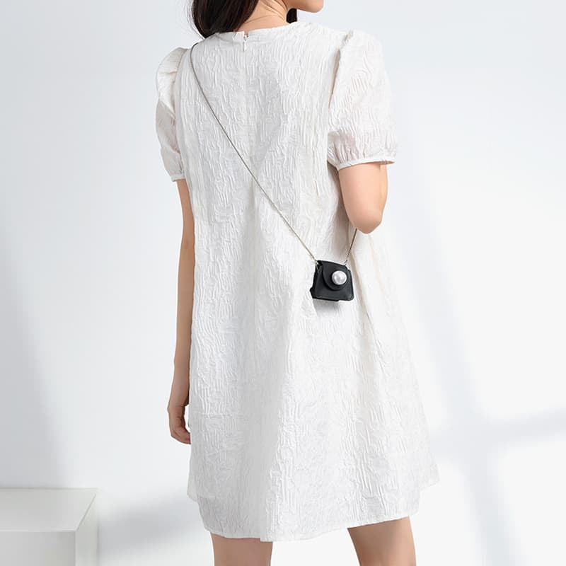 ふんわり袖 シワ加工マタニティミニワンピース