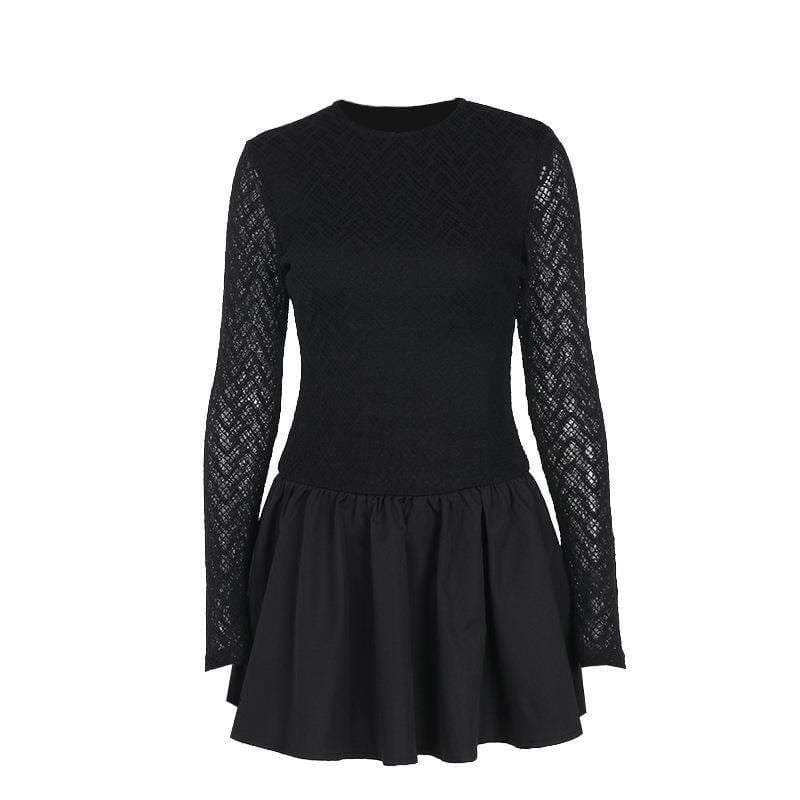 レース袖ミニフレアワンピース