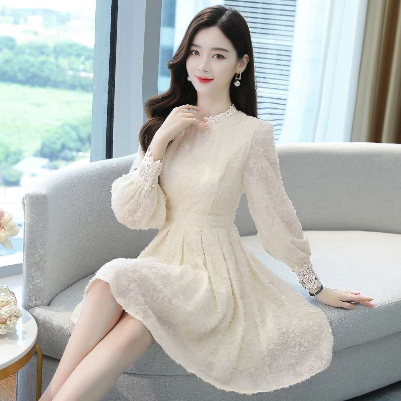 レース フレアプリーツミニワンピース