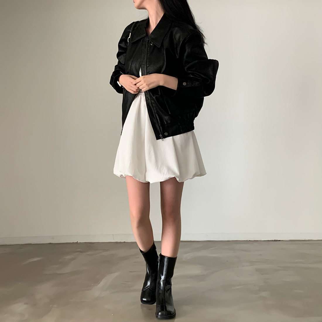 シンプルプリーツキャミミニワンピース