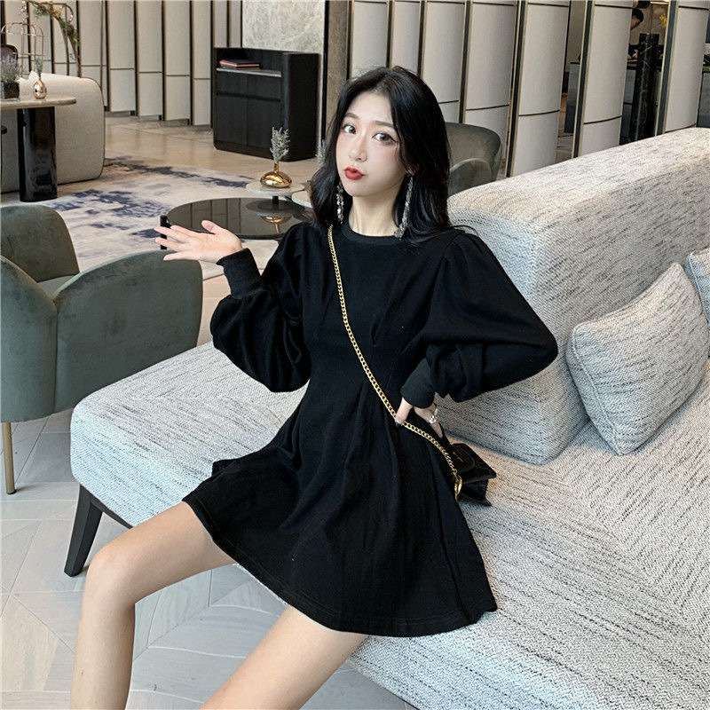 ふんわりバルーン袖 タックフレアミニワンピース