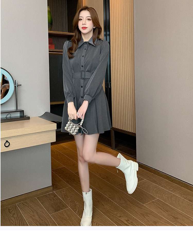 ミニワンピース フェミニンシャツワンピース