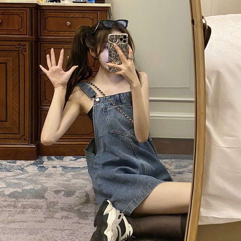 ミニワンピース キャミソールデニムワンピ