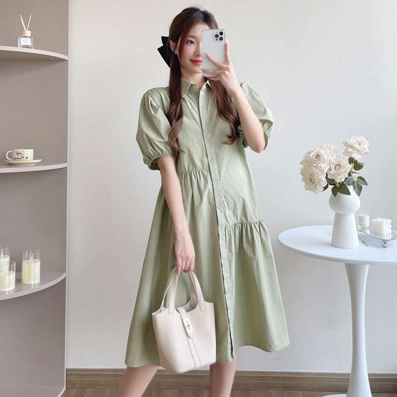 切り替えティアードデザインシャツミニワンピース