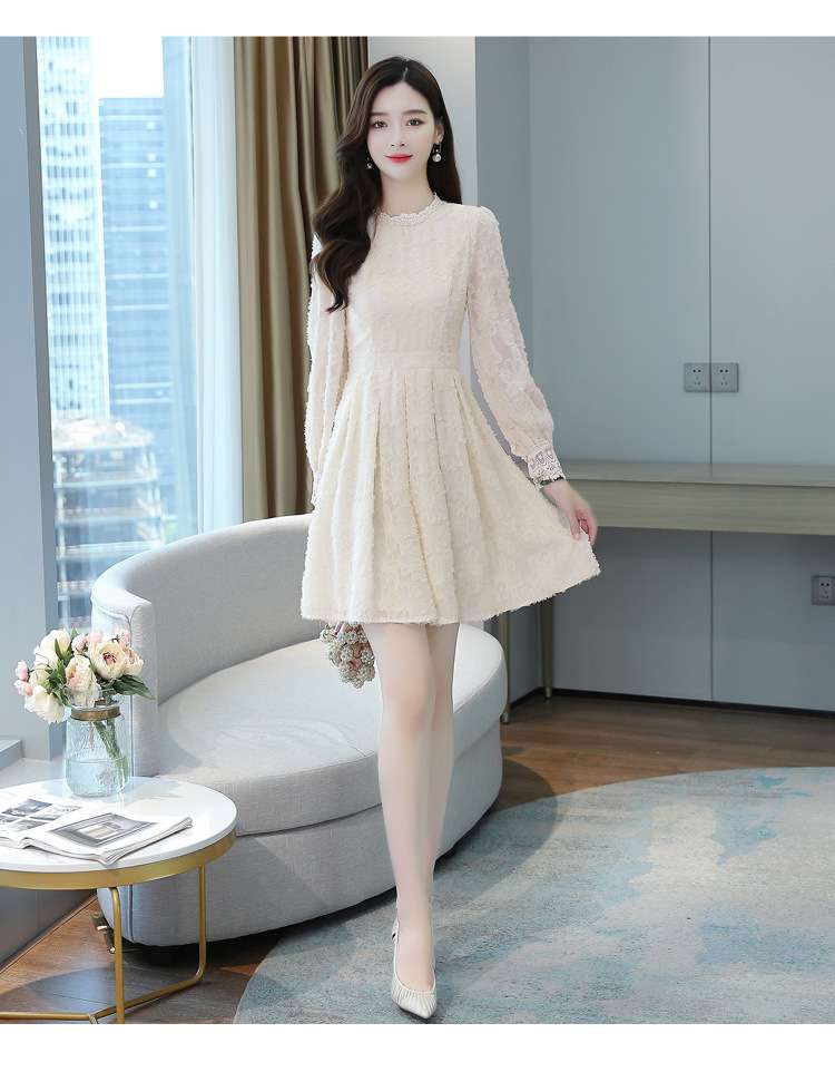 レース フレアプリーツミニワンピース