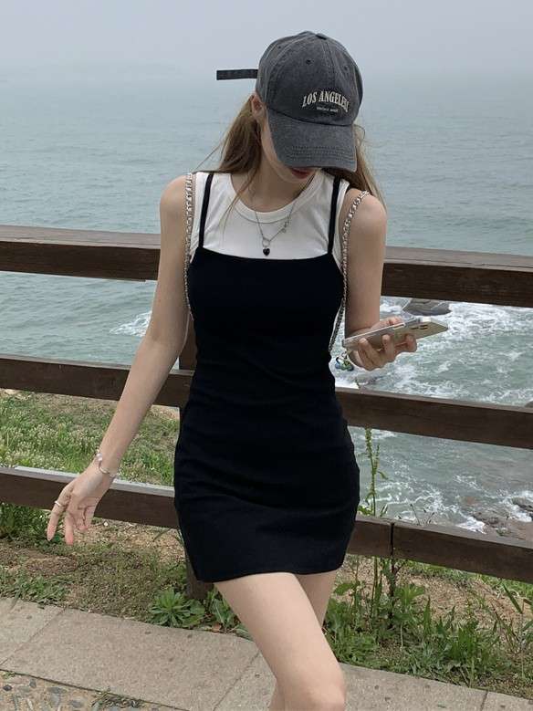 シンプルキャミソールミニワンピース