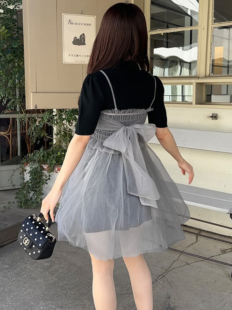 ミニワンピース ふんわりチュール セットミニワンピース