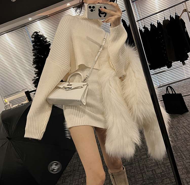 フワモコタートルネック ニットミニワンピース