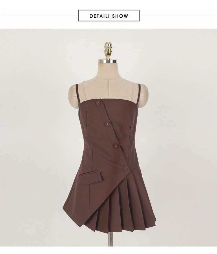 シャツ×キャミ セット エアリーショート丈ワンピース