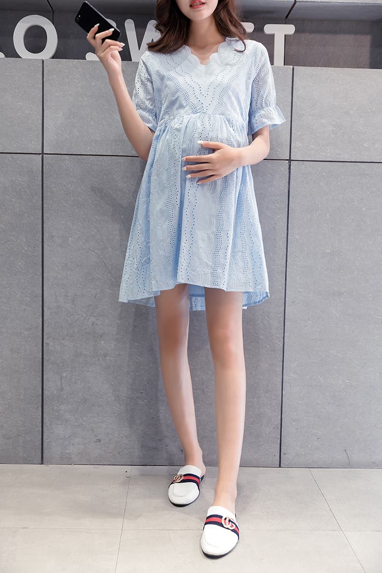 レース刺繍マタニティミニワンピース