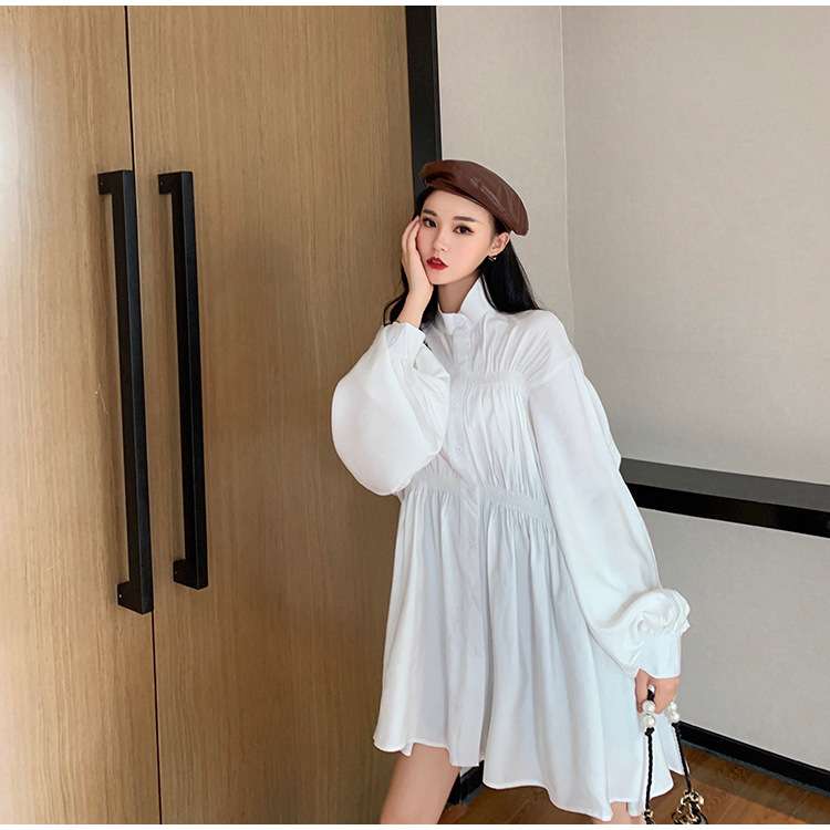 ふんわりパフスリーブ シャツミニワンピース