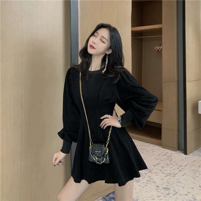 ふんわりバルーン袖 タックフレアミニワンピース