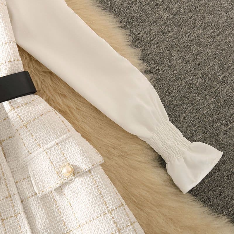 ミニワンピース 清楚 大人ワンピ ツイード素材