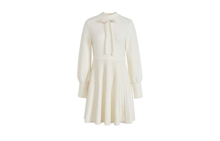 ミニワンピース プリーツミニニットワンピース