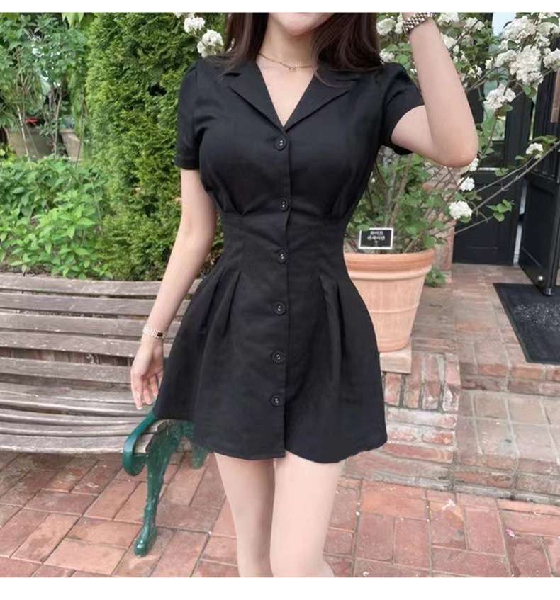 フロント釦シャーリング シャツミニワンピース