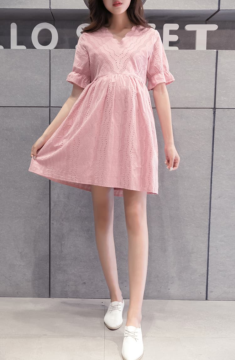 レース刺繍マタニティミニワンピース