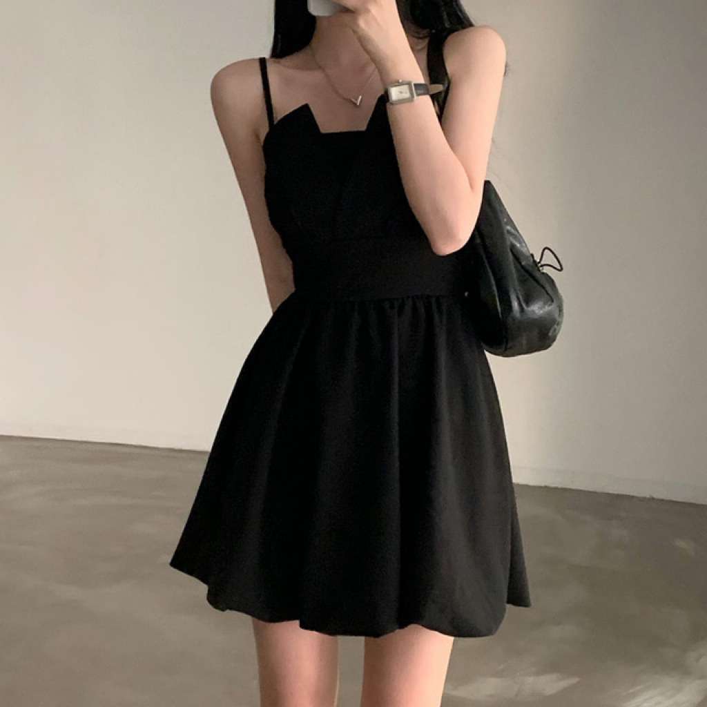 シンプルプリーツキャミミニワンピース