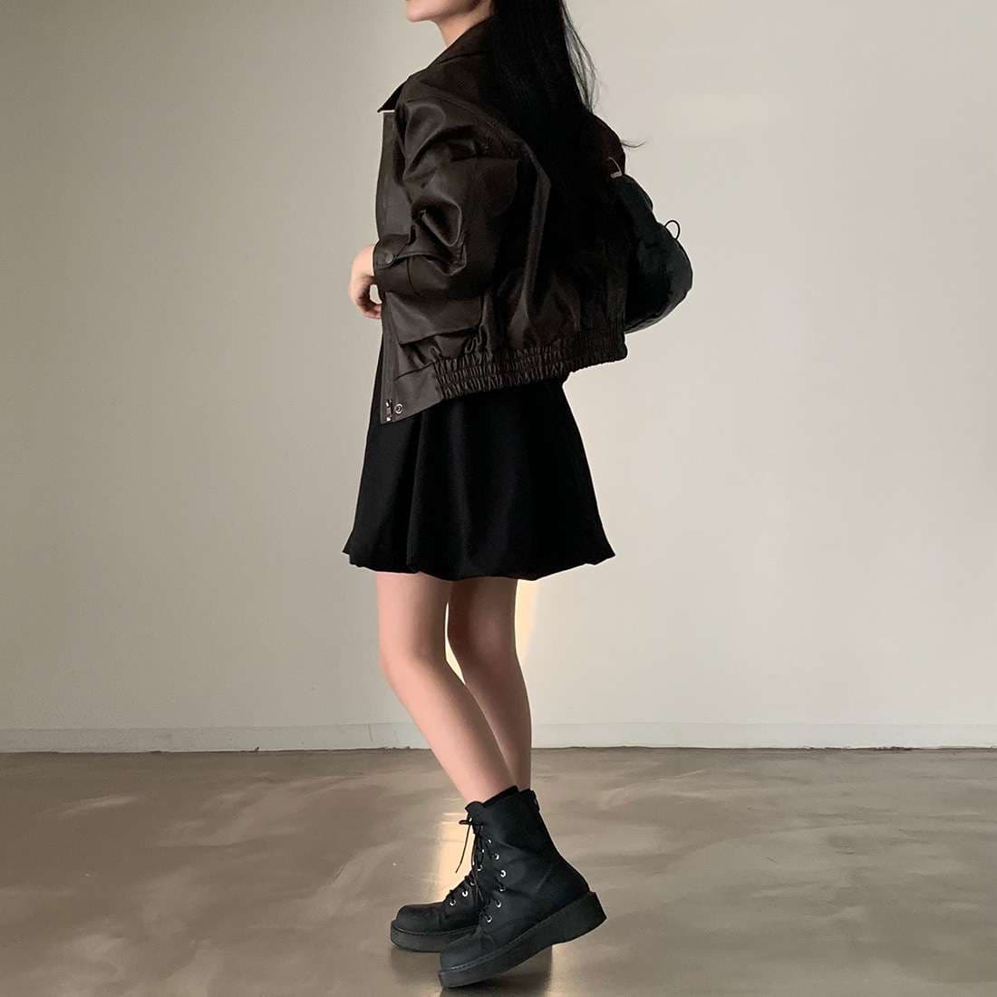 シンプルプリーツキャミミニワンピース