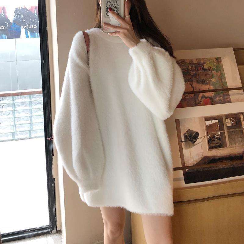【秋冬コーデ】ふわもこオーバーサイズ ニットミニワンピース