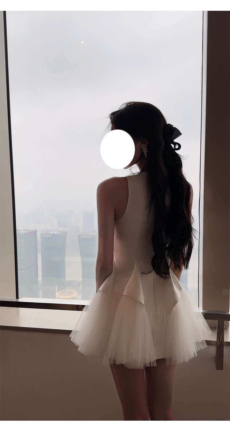 ミニワンピース チュールフリルプリンセスフレアミニワンピ