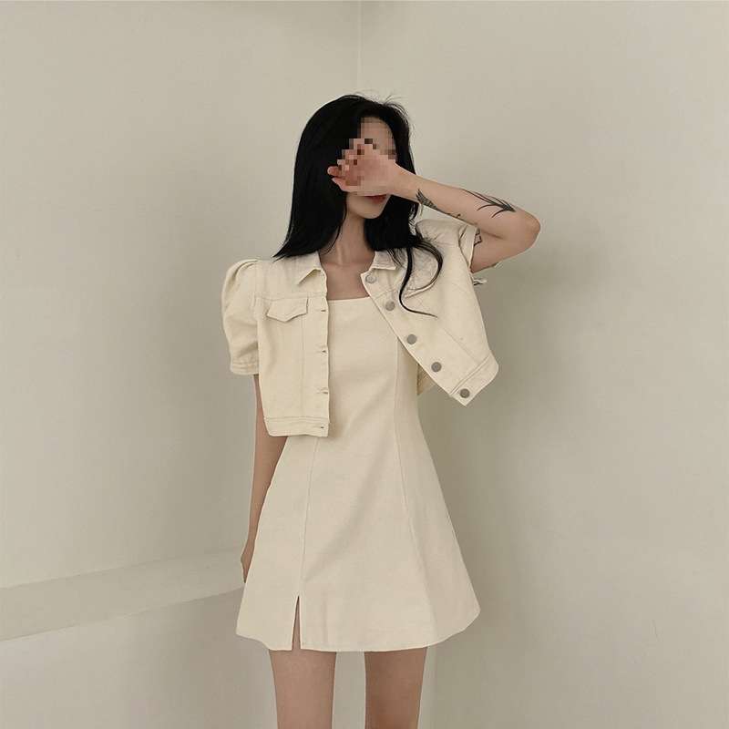 半袖デニムジャケット&フレアセットミニワンピース