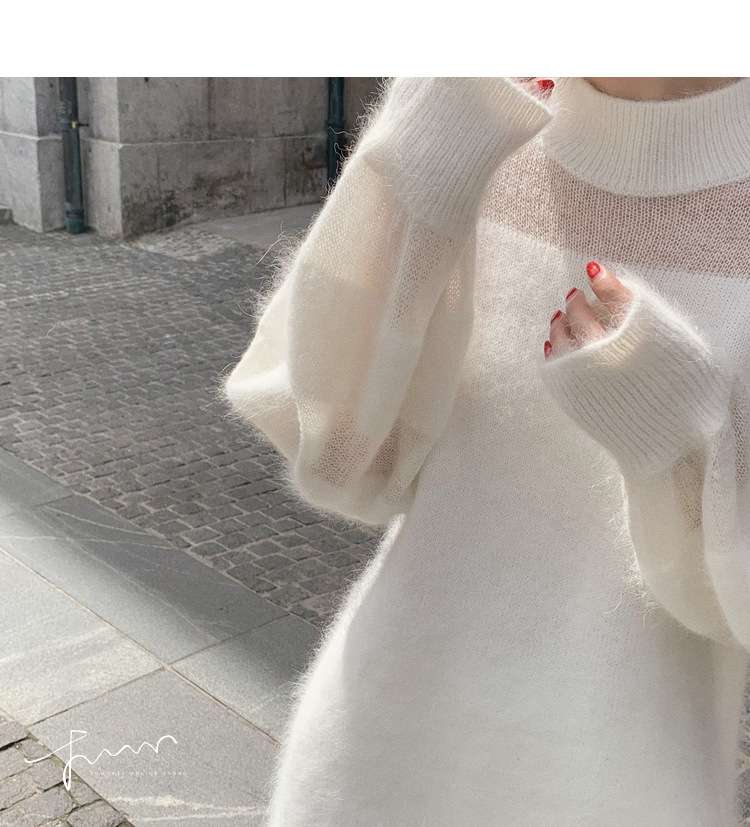 シアーふわもこオーバーサイズニットミニワンピ