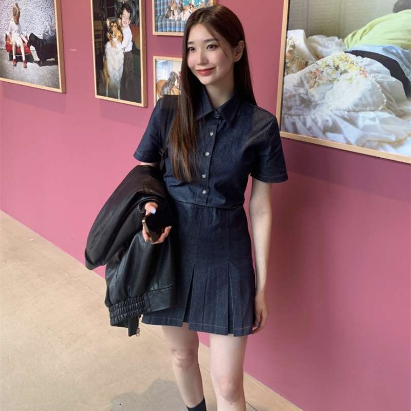 ドッキング 半袖デニムワンピース